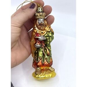 Nativity King Hand Blown Glass Christmas Ornament 5"